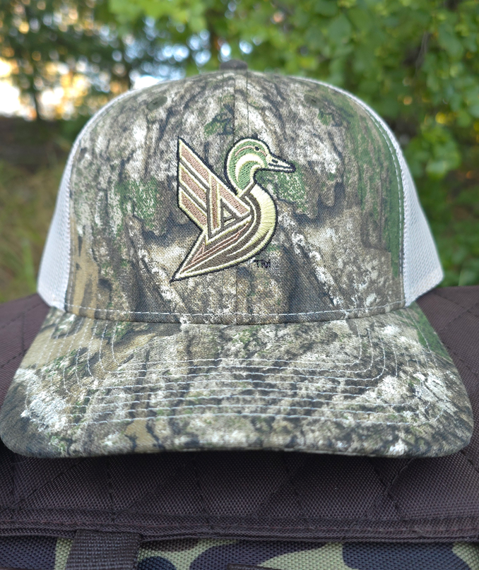 Realtree Camo hat with iconic Deco Duck logo - Regular and XL sizes